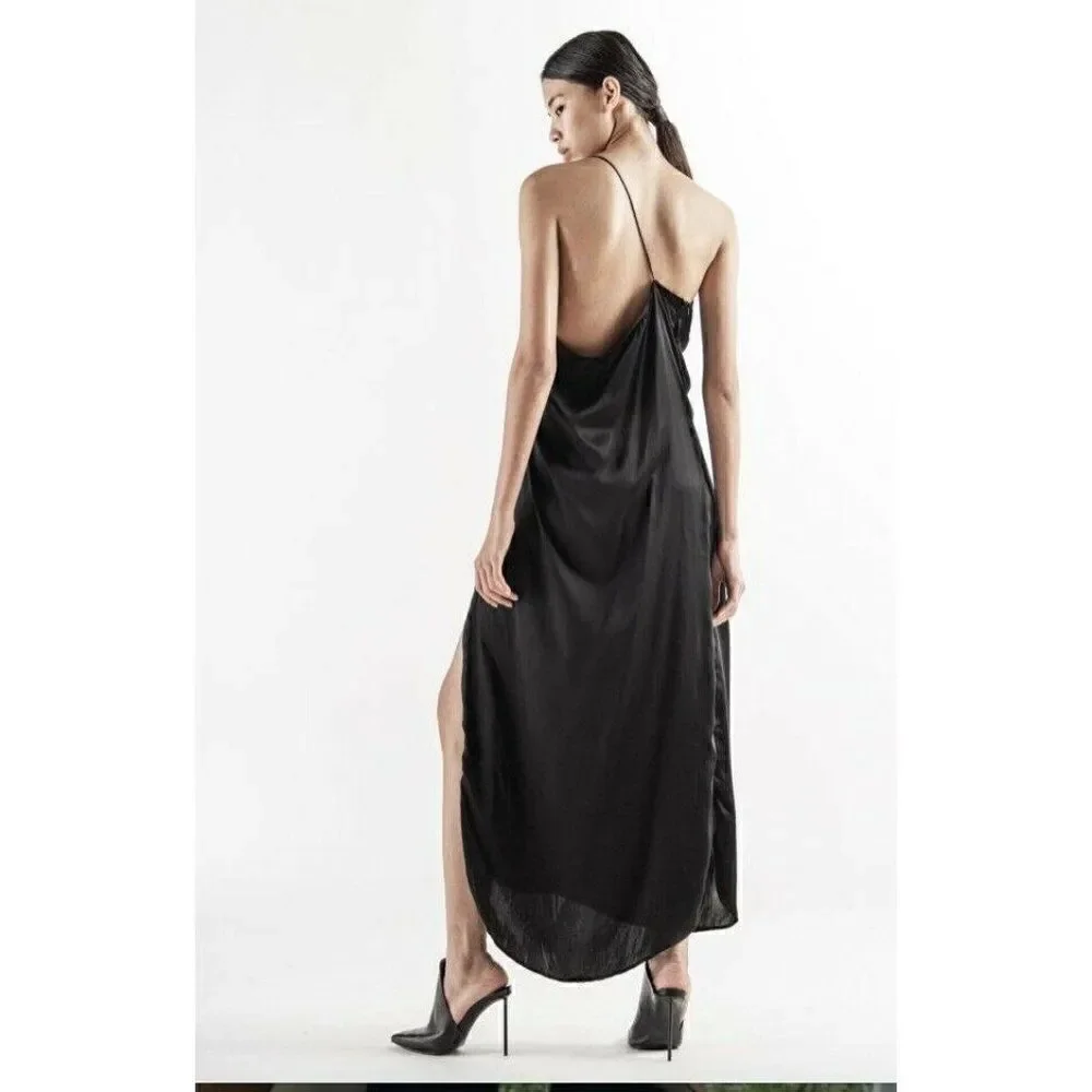 NWT FREE PEOPLE X NICHOLAS K Sz S KYLE DRESS SATIN ONE SHOULDER MAXI DRESS